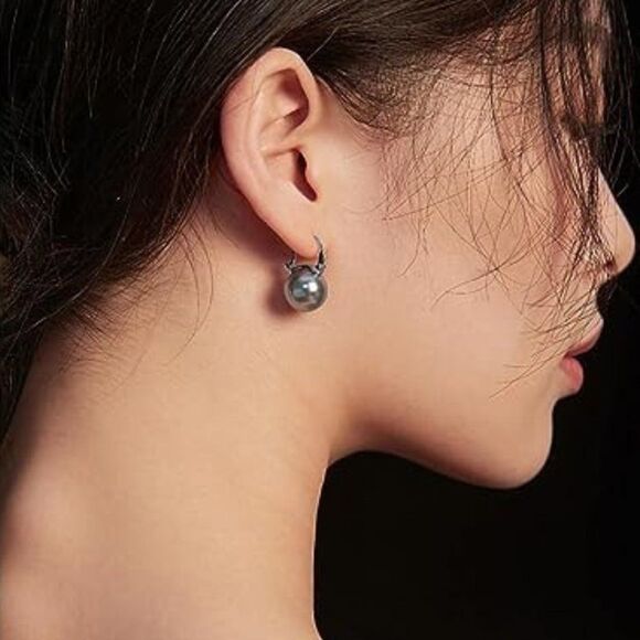 Mother of Pearl Shell Drop Earrings Dangle Stud Earrings Large Size Pearl 12MM - Picture 3 of 4